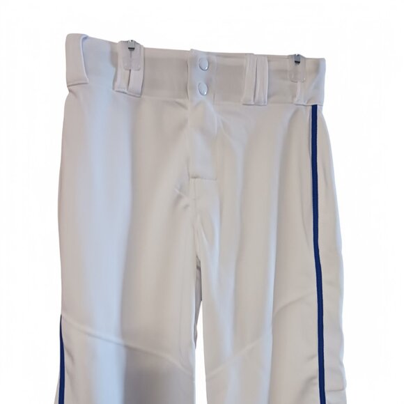 Youth Alleson Athletic Baseball Pants – White with Blue Braid Piping Size M, New - Picture 6 of 12